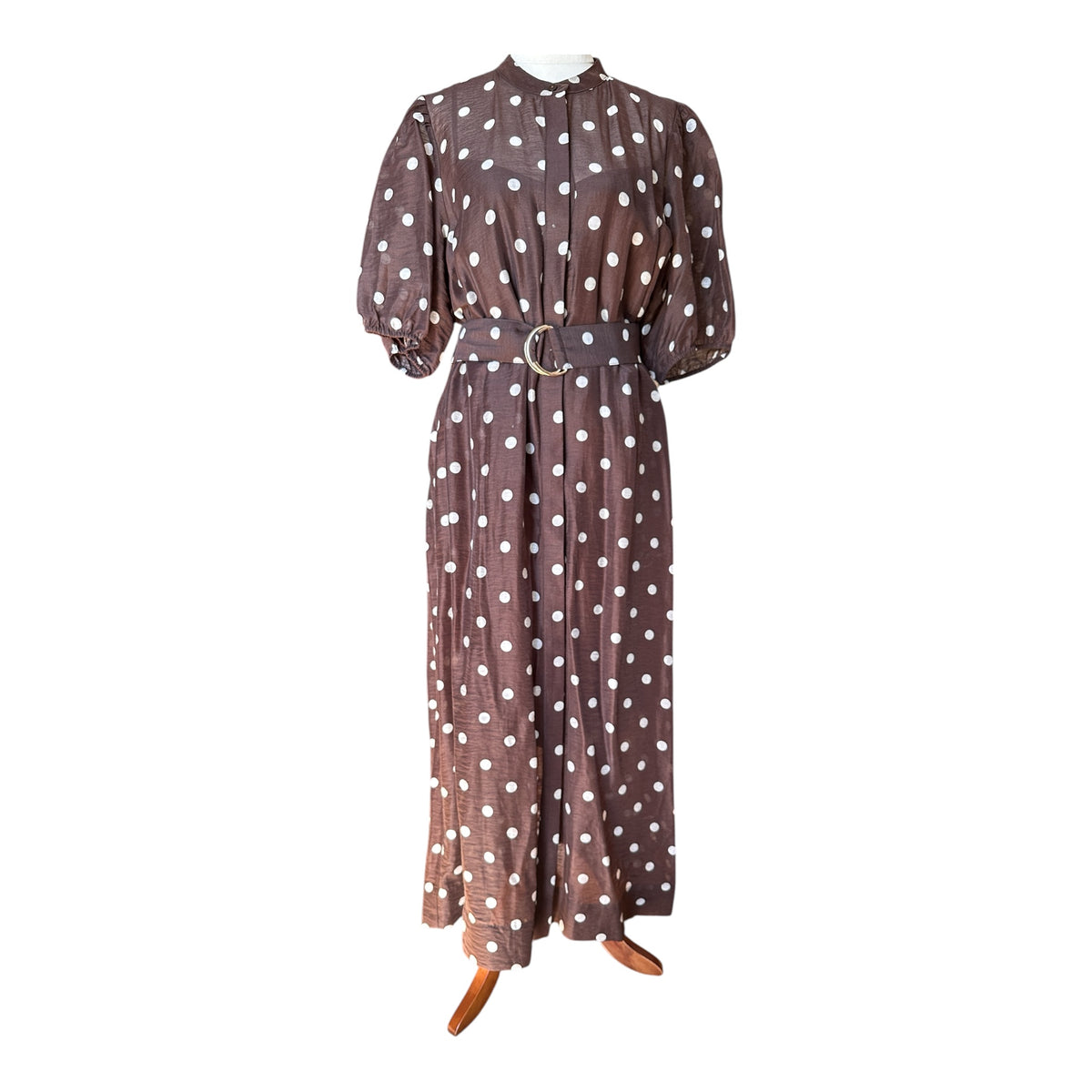 Decjuba Brown/White Spot Midi Dress