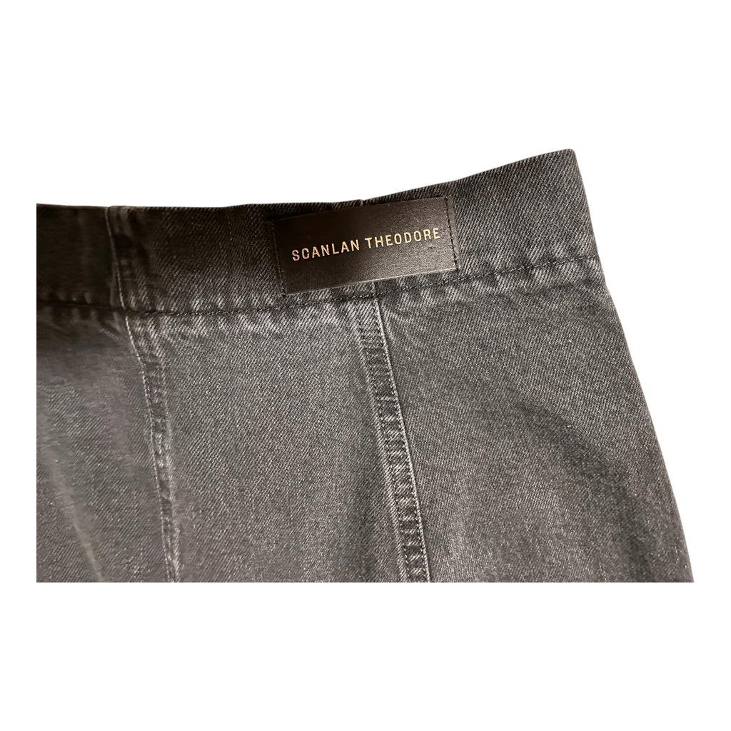 Scanlan Theodore Washed Black Denim Button Through Midi Skirt Size 10