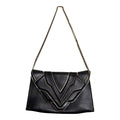 Elena Ghisellini Feline clutch in black leather with gold detail