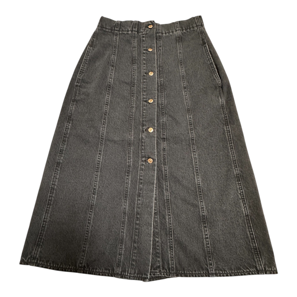 Scanlan Theodore Washed Black Denim Button Through Midi Skirt Size 10