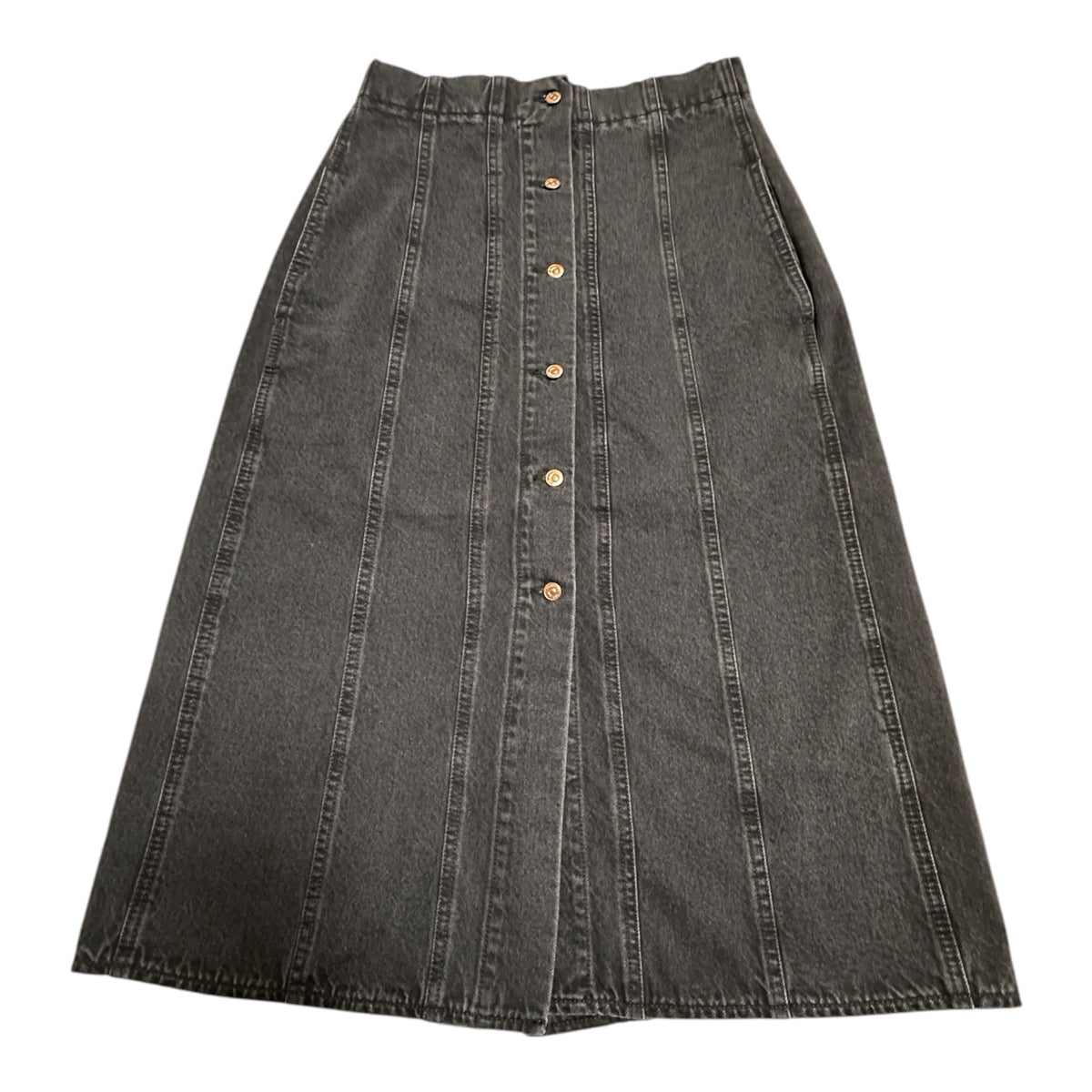 Scanlan Theodore Washed Black Denim Button Through Midi Skirt Size 10