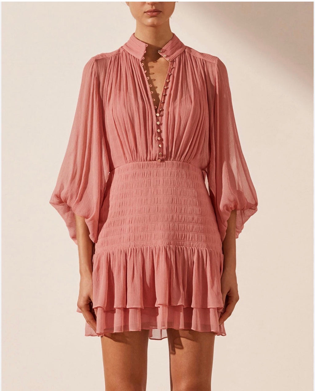 Shona Joy Lauren Button Up Rouched Mini Dress Size 10