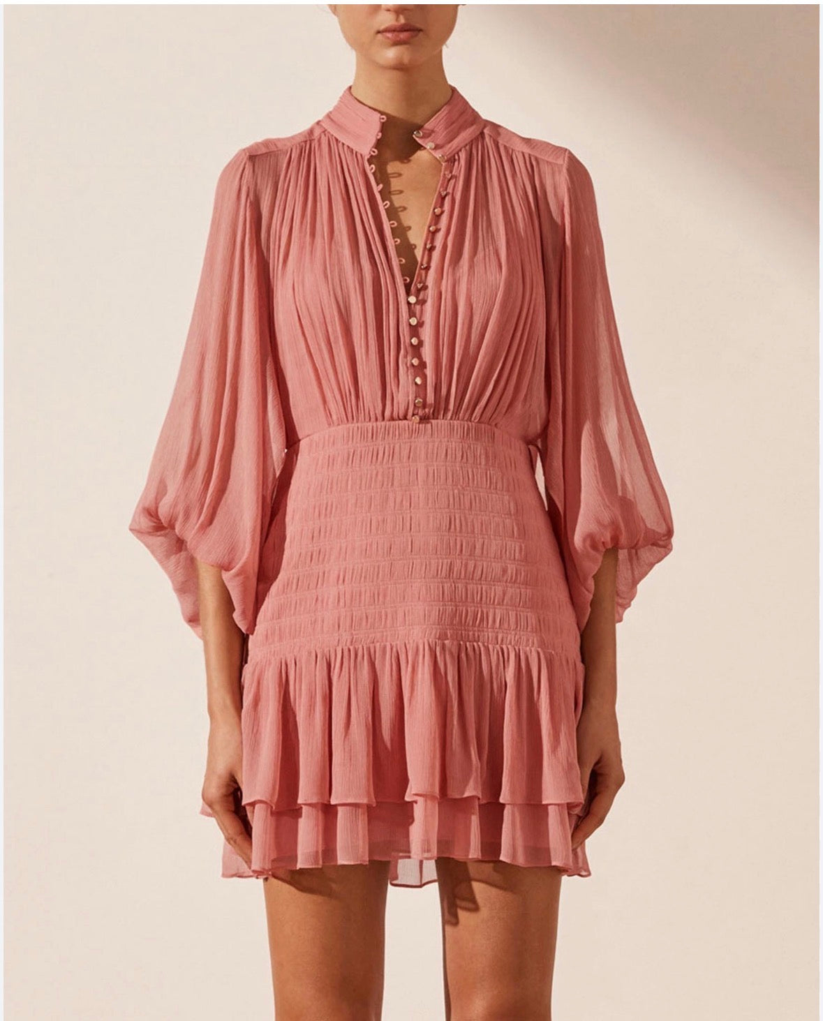 Shona Joy Lauren Button Up Rouched Mini Dress Size 10