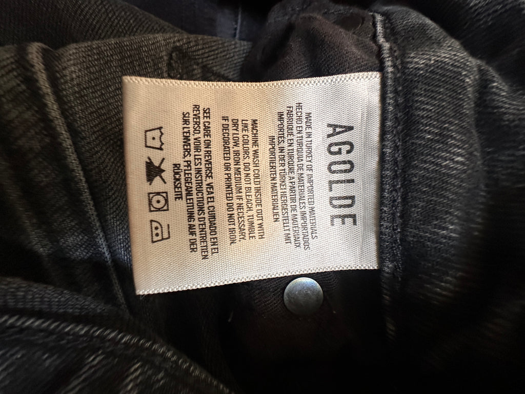 Agolde Vintage Wash Black Straight Leg Jeans Size 25