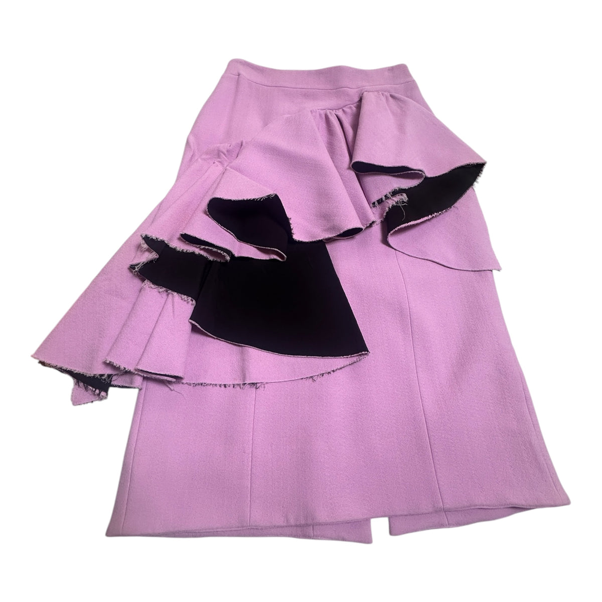 Marni Lilac High Waisted Ruffle Raw Hem Midi Skirt Size 12-14