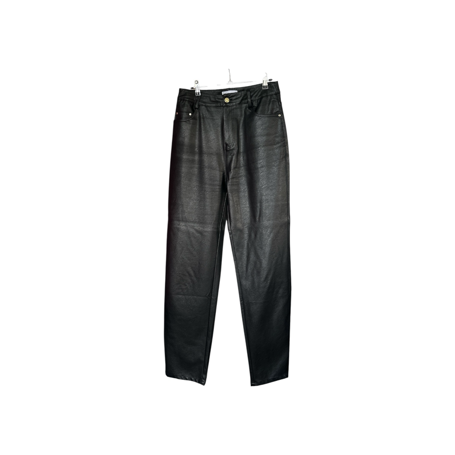 All Things Golden Vegan Leather Pebbled Straight Leg Pants