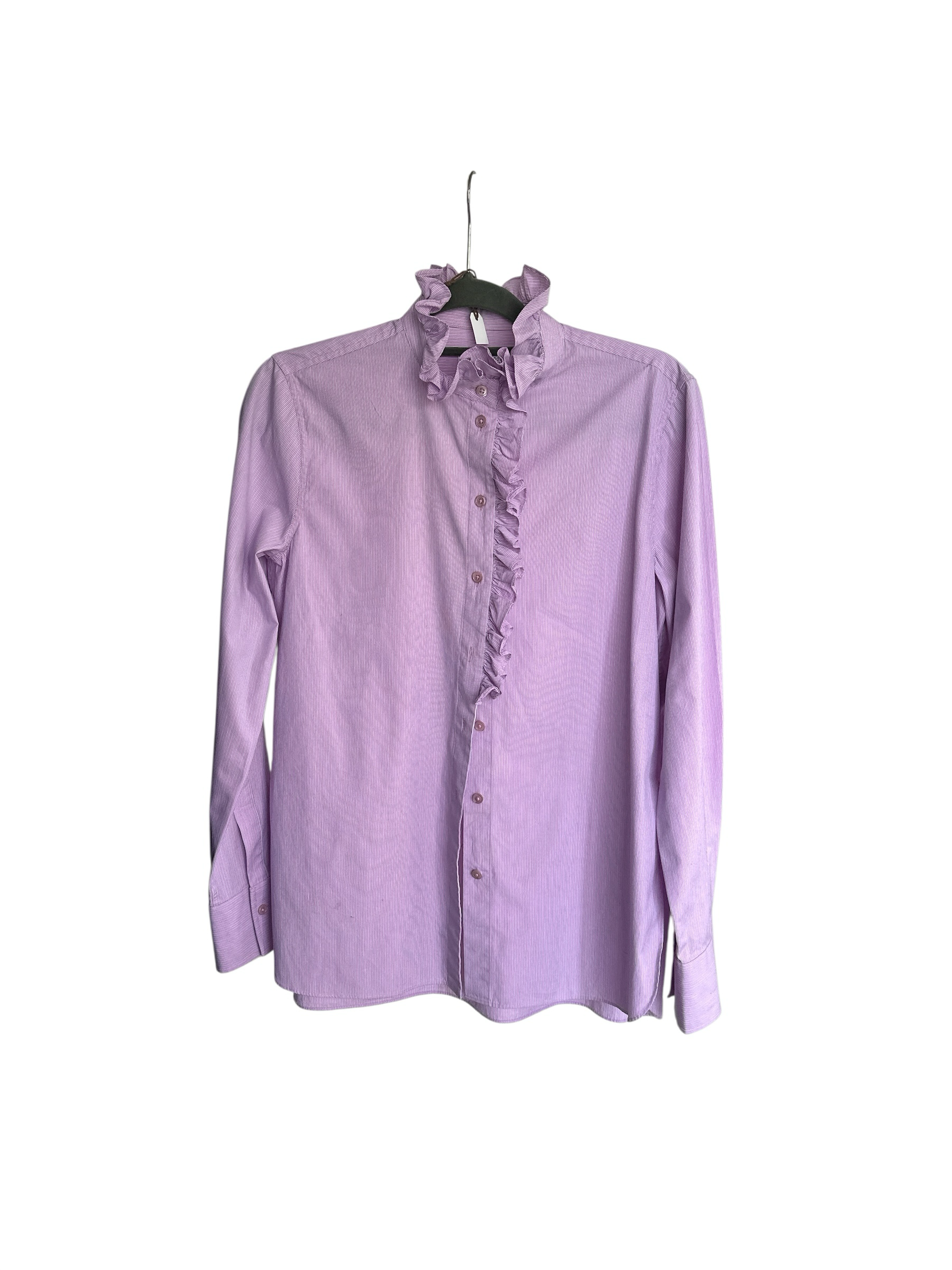 Scanlan Theodore Stripe Ruffle Trim Shirt Size 8