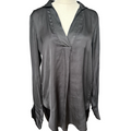 Witchery Black Satin-Style V Neck Shirt Size 12