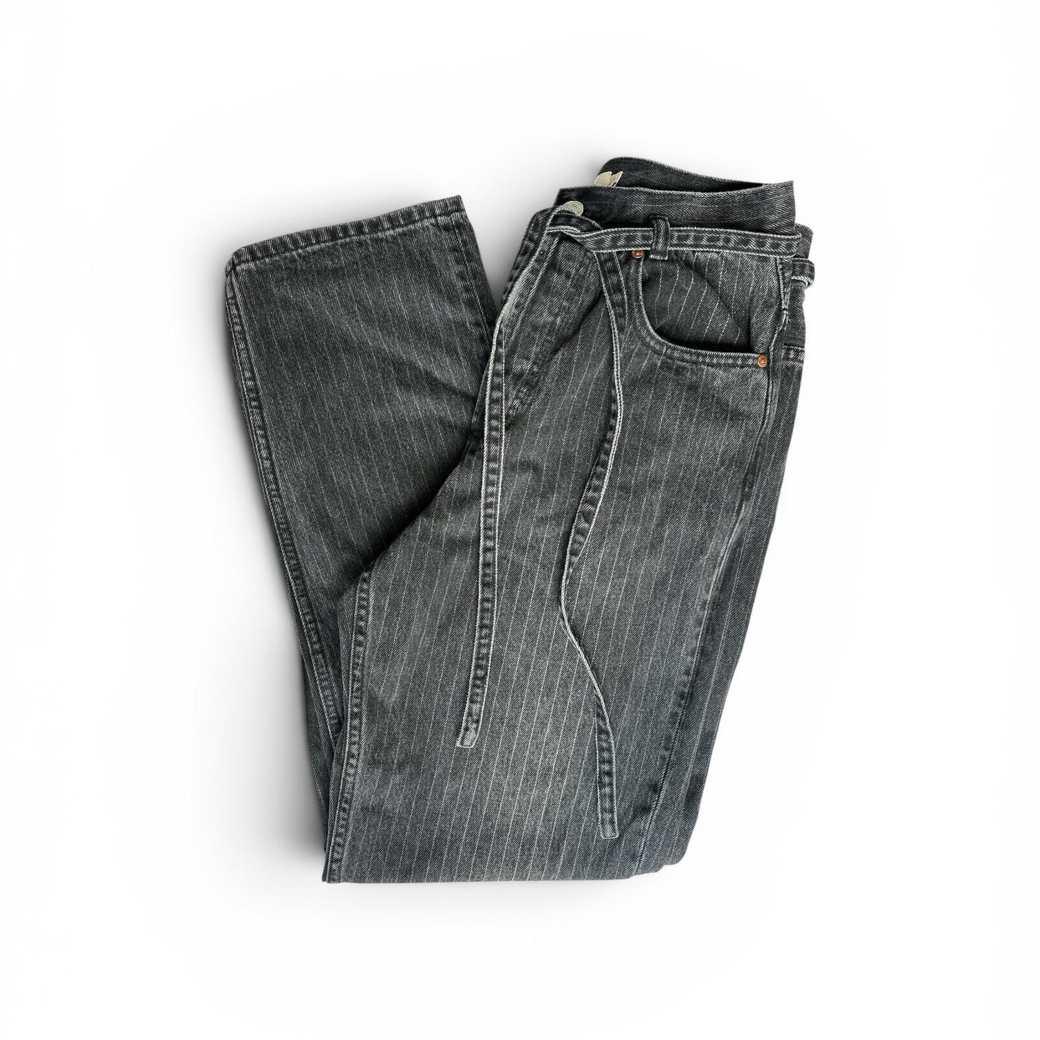 Camilla and Marc Black Pin Striped Tie Waist Jeans