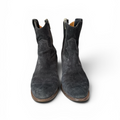 Saint Laurent Black Suede Wooden Heel Ankle Boot AUTHENTIC