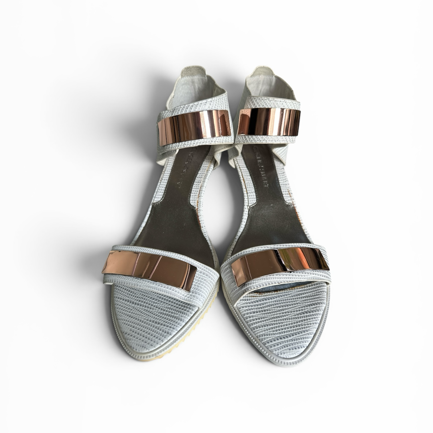 Ginger & Smart White/Copper Textured Wedge Sandals