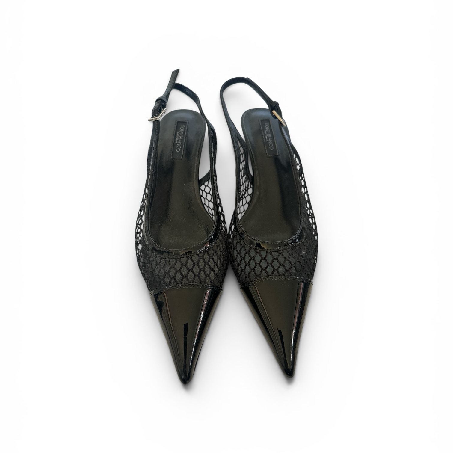 Tony Bianco Kendall Mesh & Patent Leather Sling back Heels
