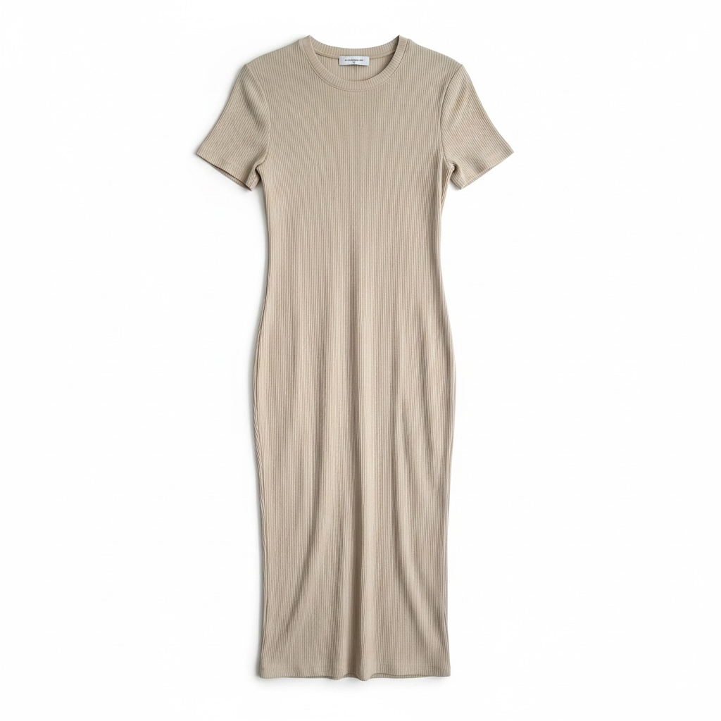 All Things Golden Luxe Rib Baby Midi Dress Size XL