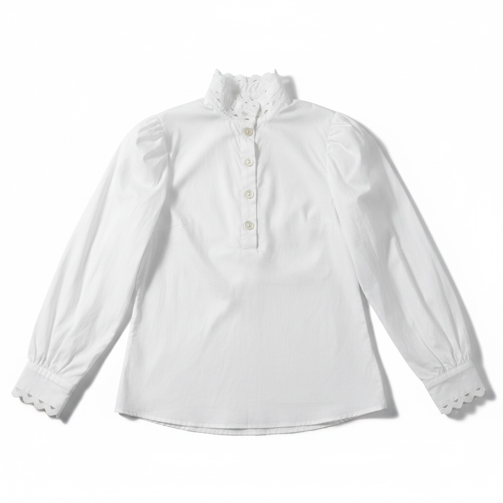 Seed Heritage Lace Trim Scalloped Collar Balloon Sleeve Shirt Size 6