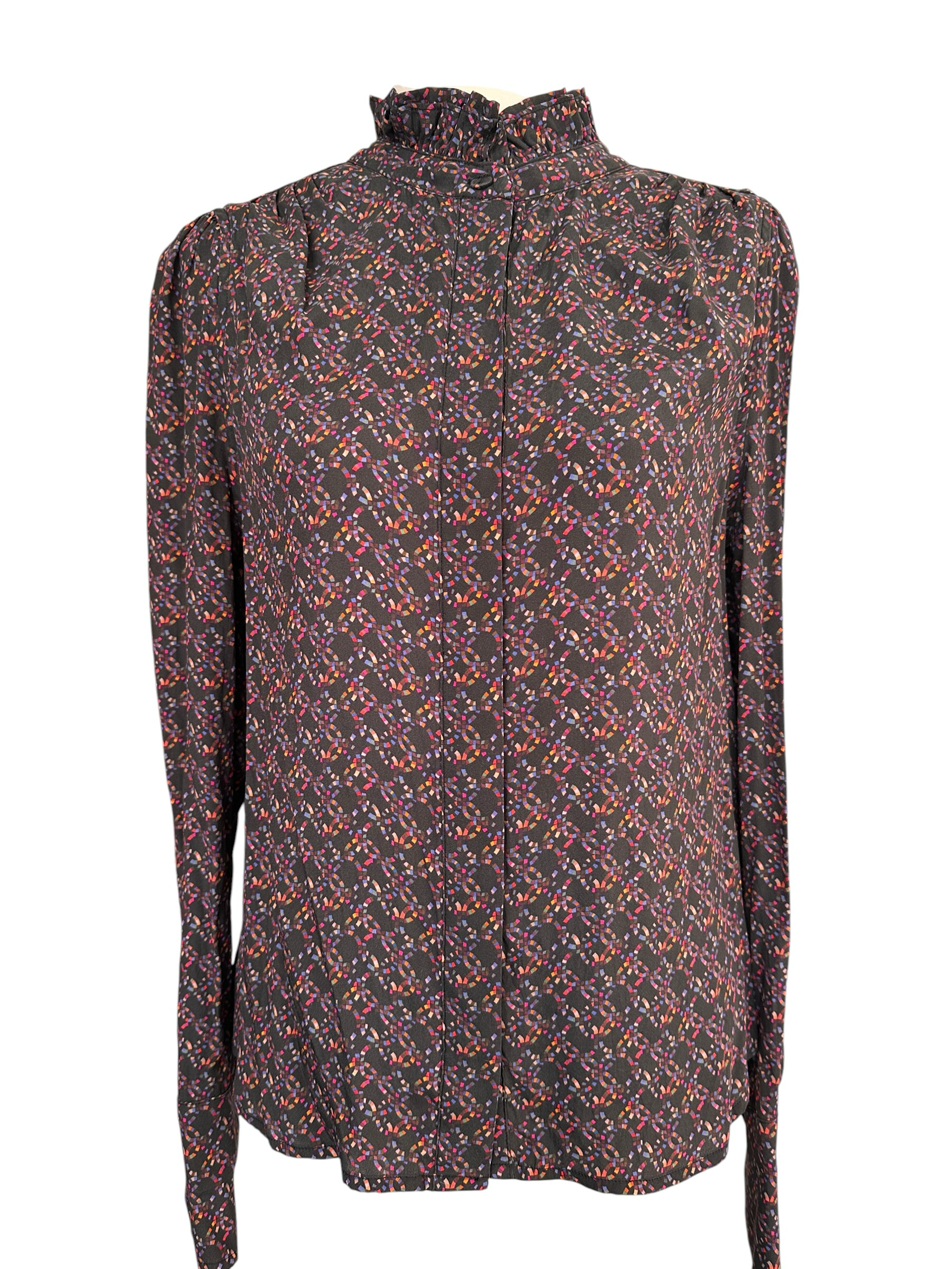 Skin & Threads Ruffle Collar Silk Blouse Size 1