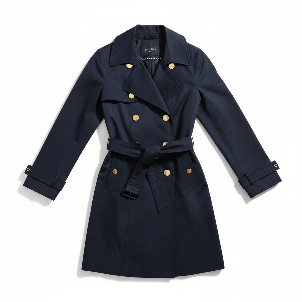 Trent Nathan Navy Blue Mid Length Trench Coat Size 10