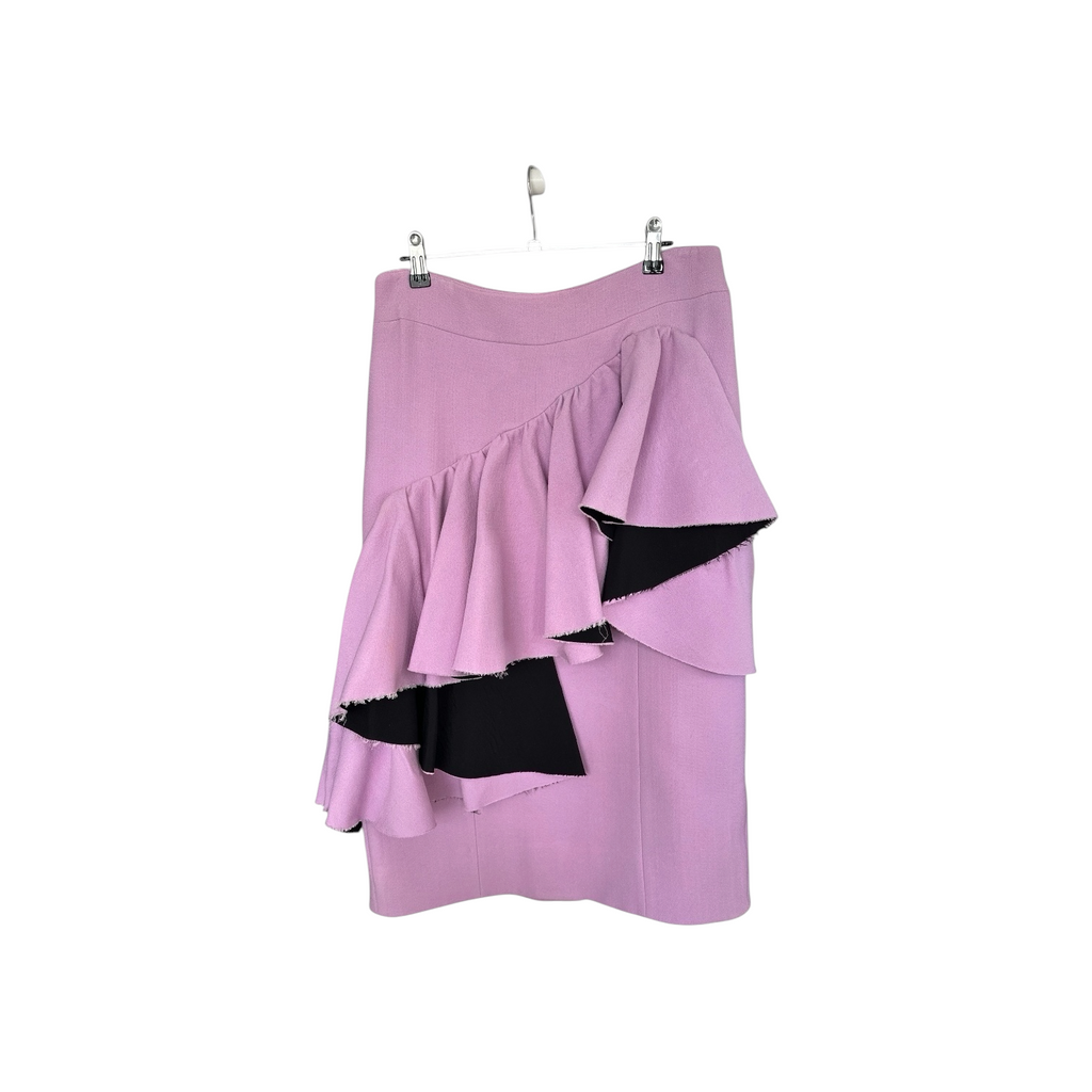 Marni Lilac High Waisted Ruffle Raw Hem Midi Skirt