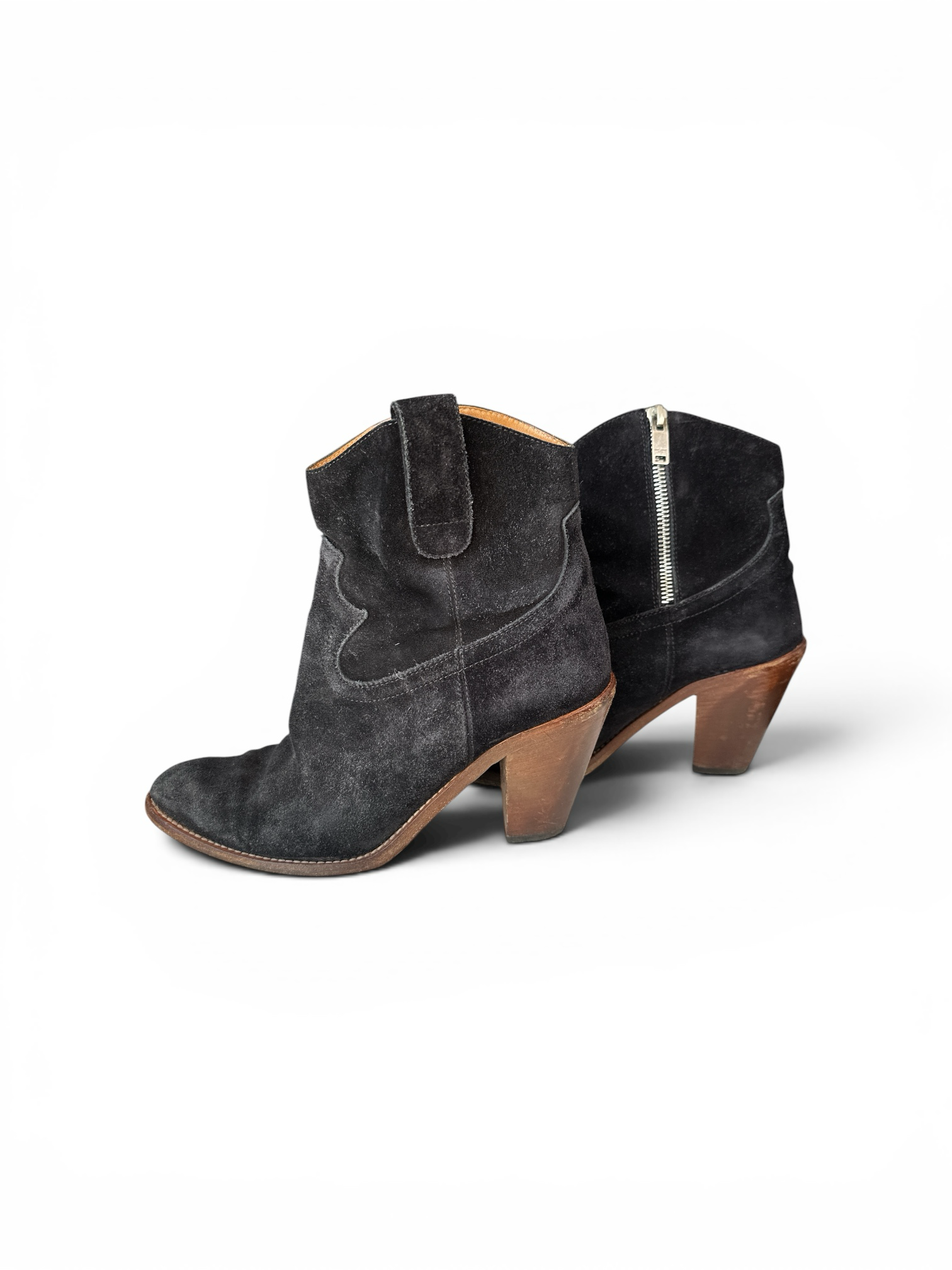Saint Laurent Black Suede Wooden Heel Ankle Boot AUTHENTIC