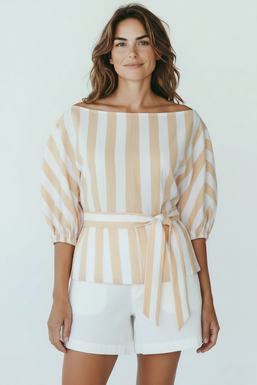 Scanlan Theodore Striped Belted Top Size S