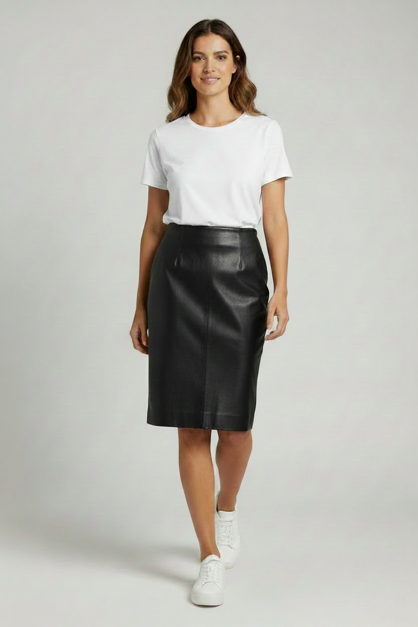 Joseph Side Split Leather Pencil Skirt Size M