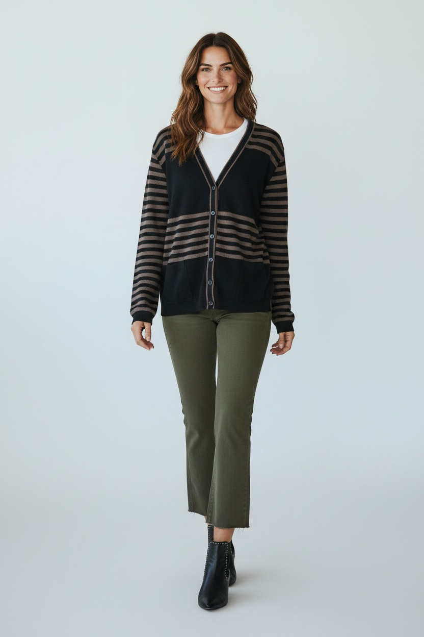 Weekend Max Mara Striped Long Sleeve Cardigan Size XL