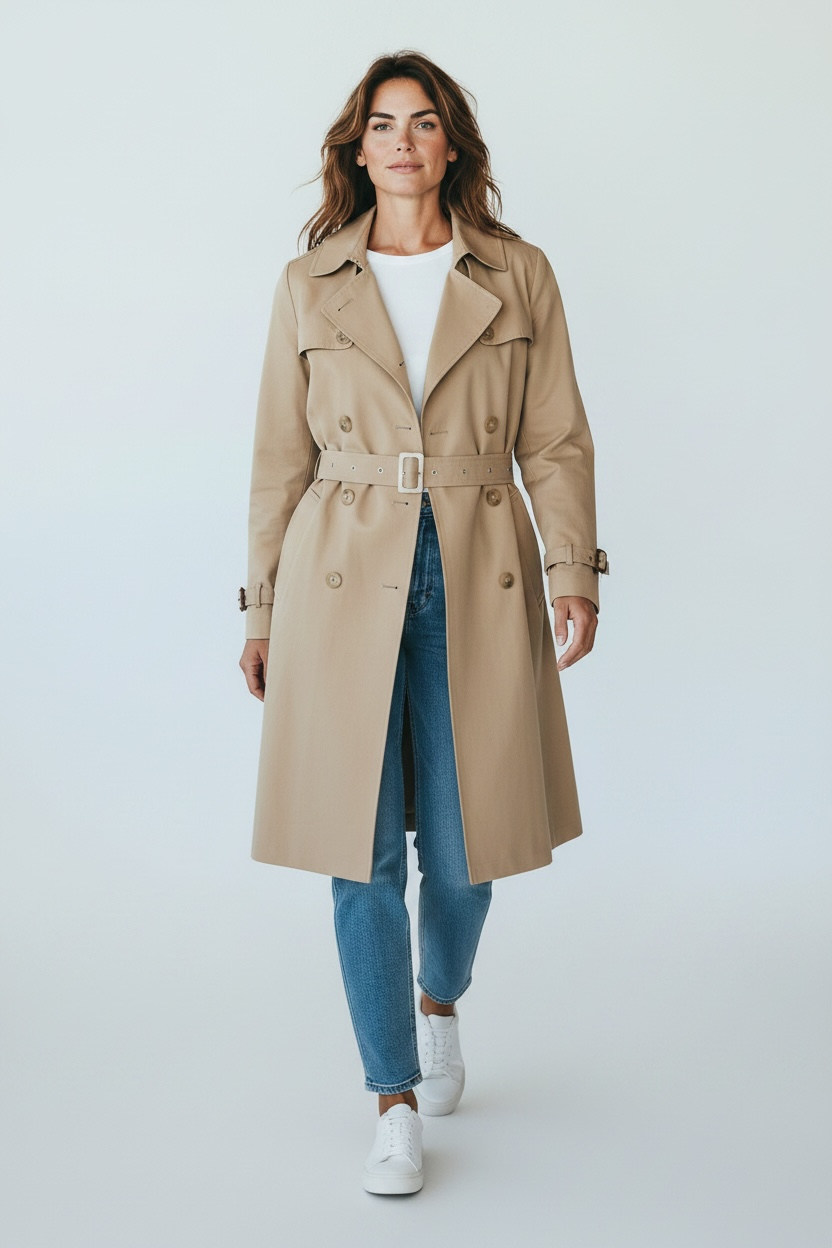 A.P.C Beige Mid Length Trench Coat Size 40