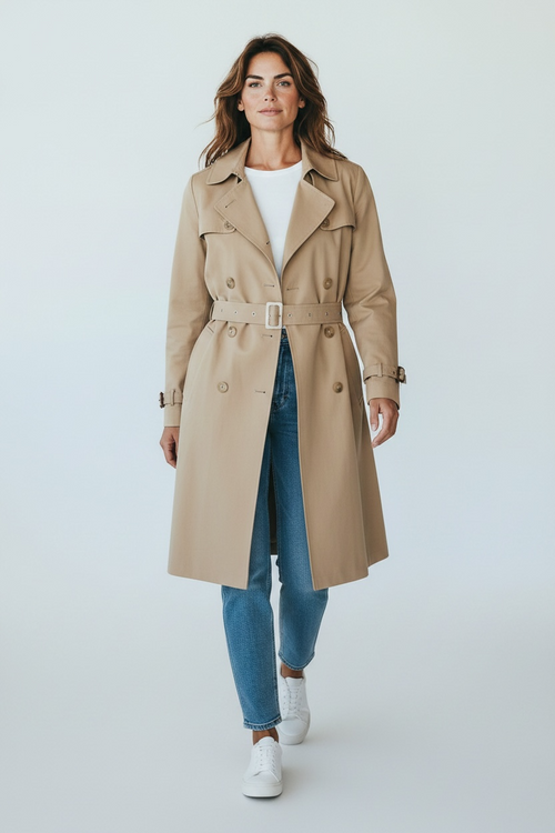 A.P.C Beige Mid Length Trench Coat Size 40