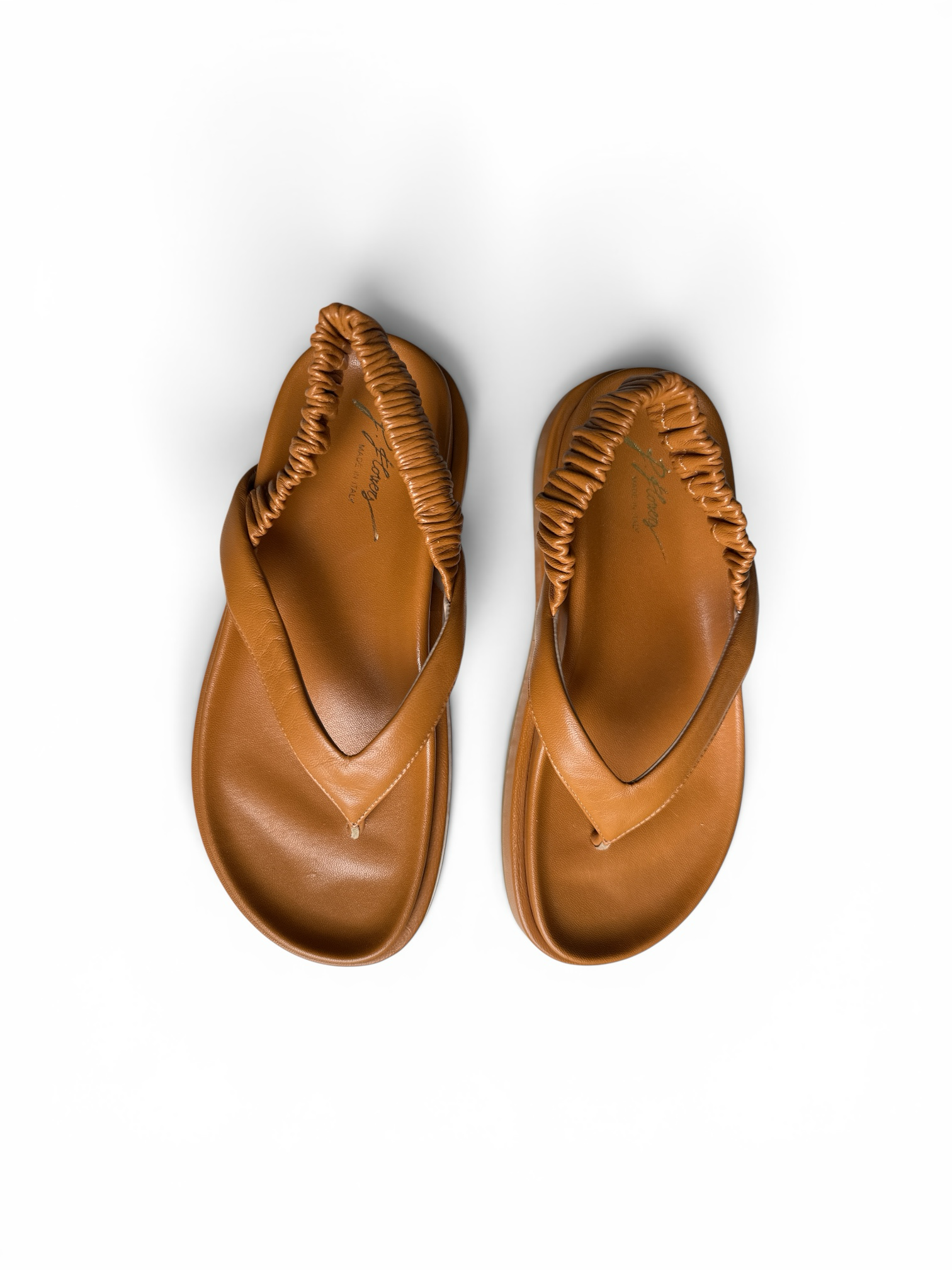 P Flowers Scrunched Leather Slides