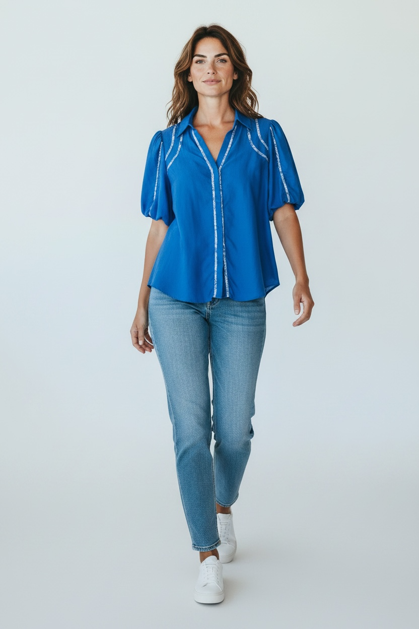 Once Was Puff Sleeve Blouse Size 3