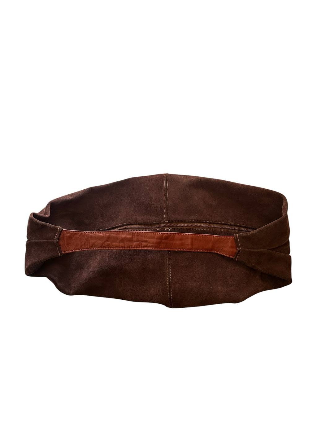 Brown Suede Slouch Bag With Attached Internal Zip Wallet