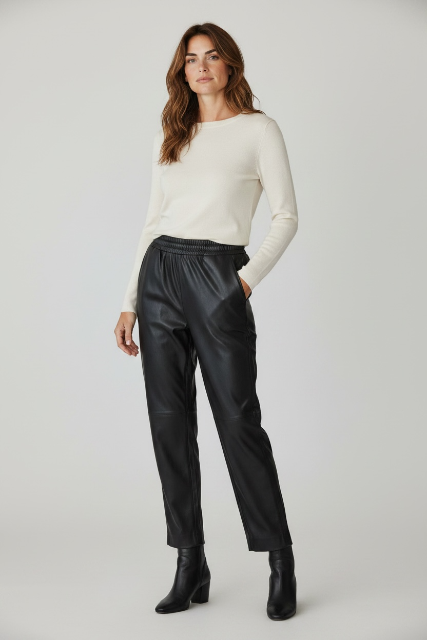 Banded Together Leather Elastic Waist Pants Size XS