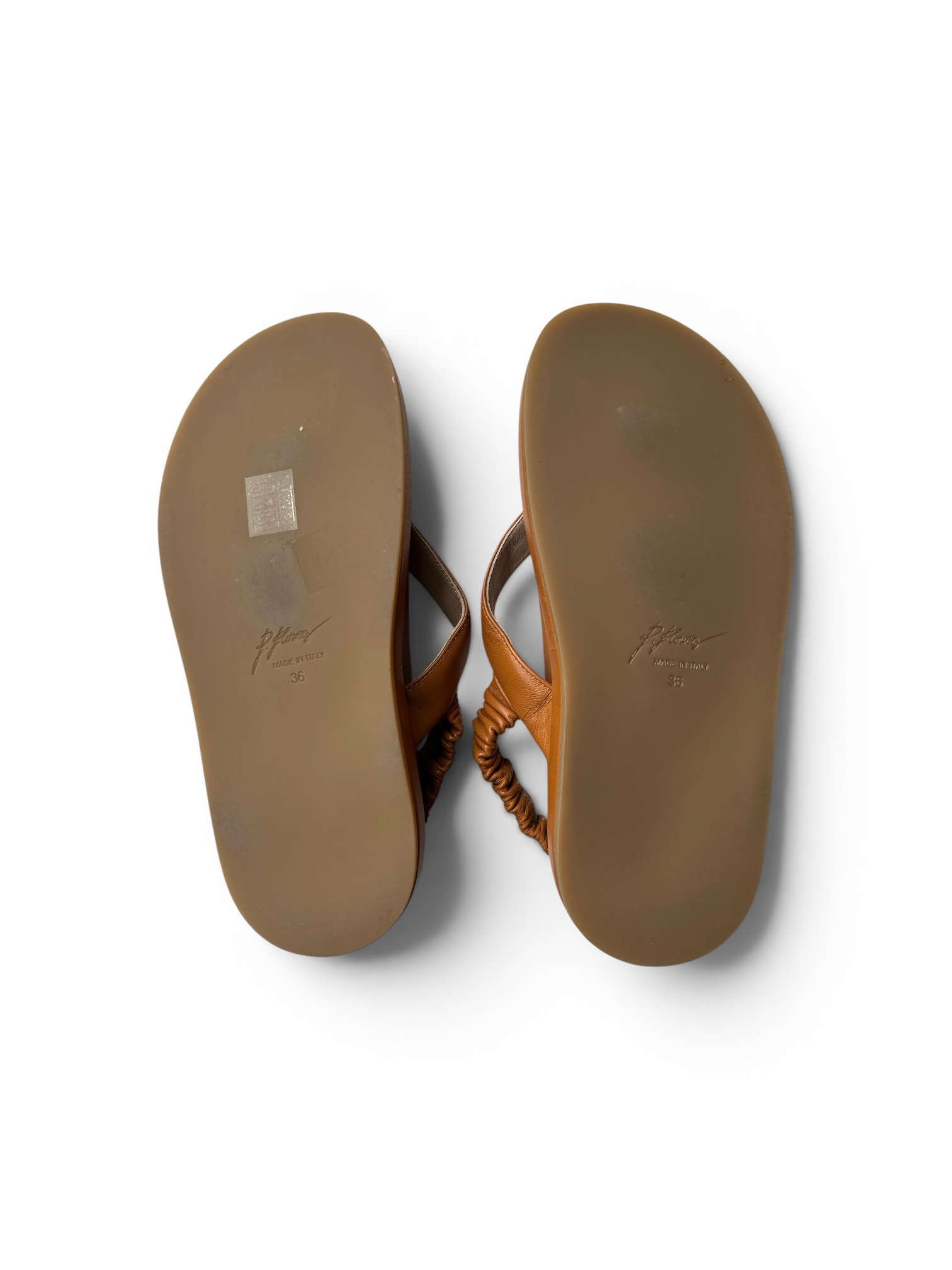 P Flowers Scrunched Leather Slides