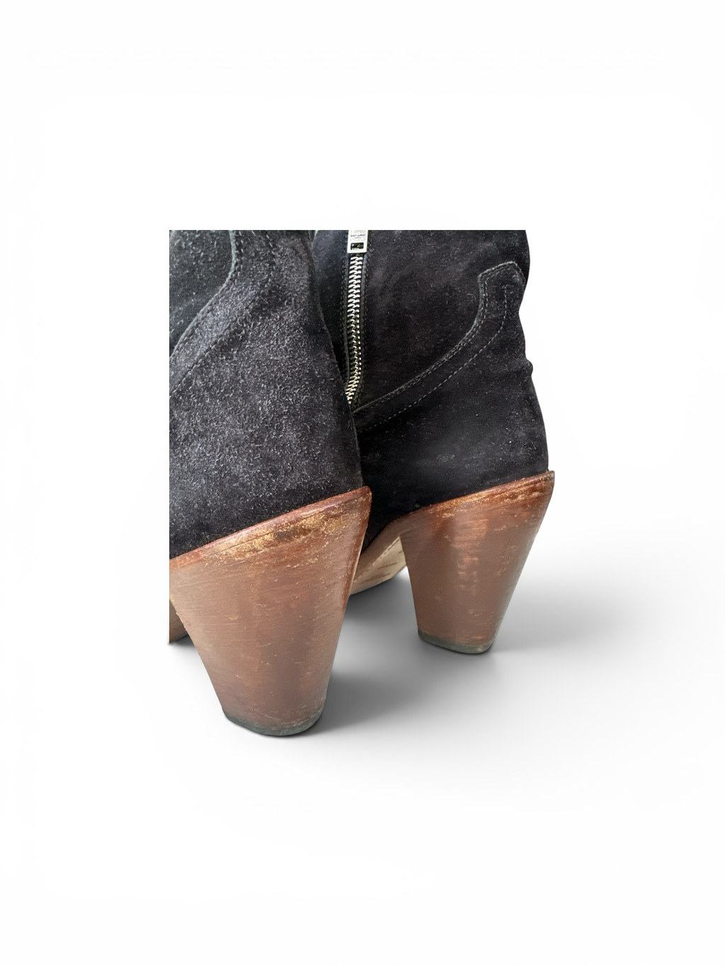 Saint Laurent Black Suede Wooden Heel Ankle Boot AUTHENTIC