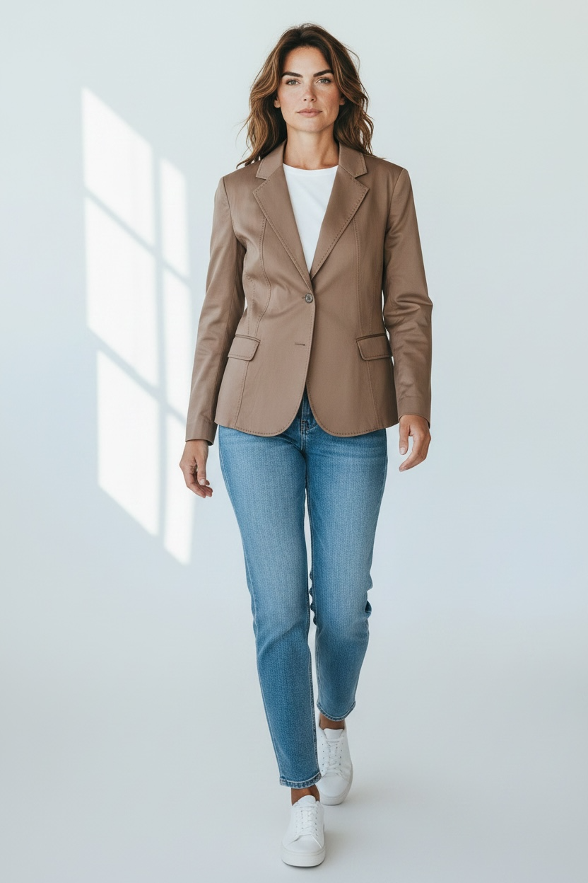 Jigsaw Stitch Detail Cotton Lightweight Blazer Size 14