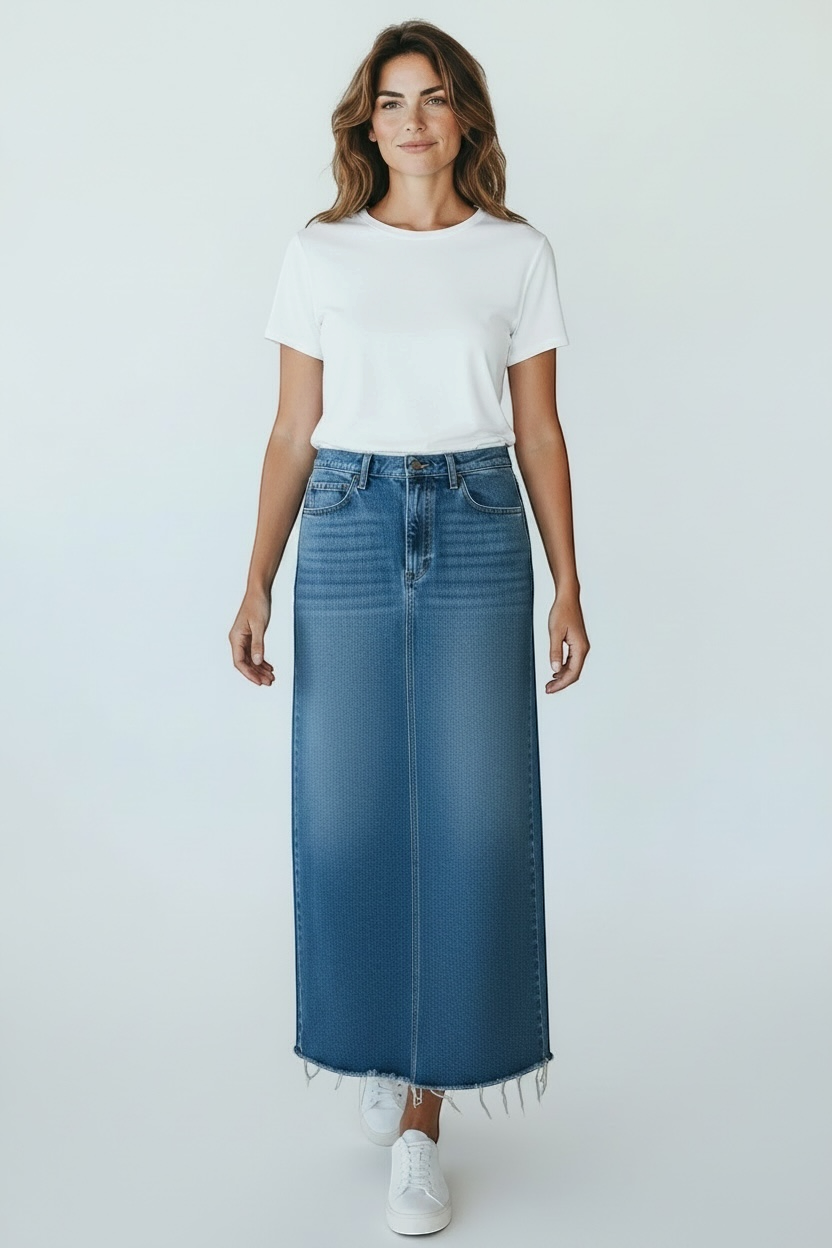 Nobody Liberty Roxanne Long Line Denim Skirt Size 30 BNWT RRP: $269
