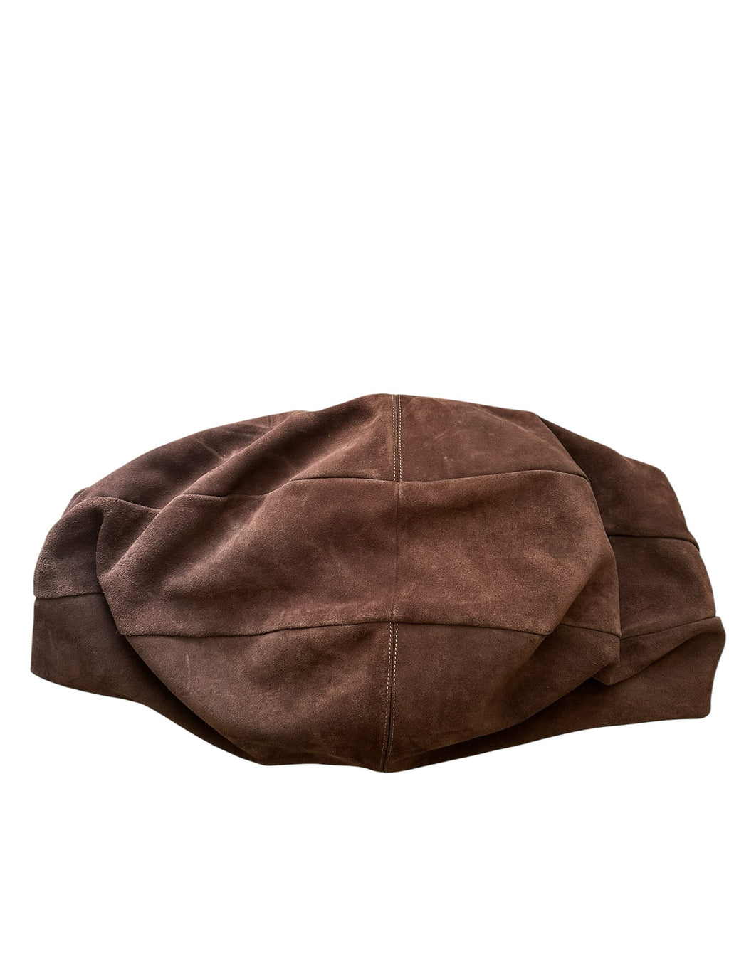 Brown Suede Slouch Bag With Attached Internal Zip Wallet