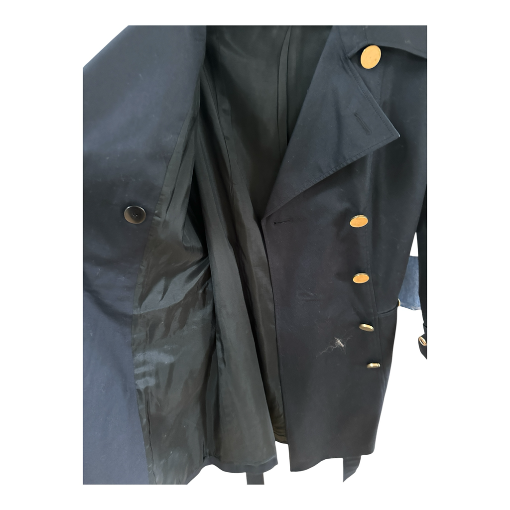 Trent Nathan Navy Blue Mid Length Trench Coat Size 10