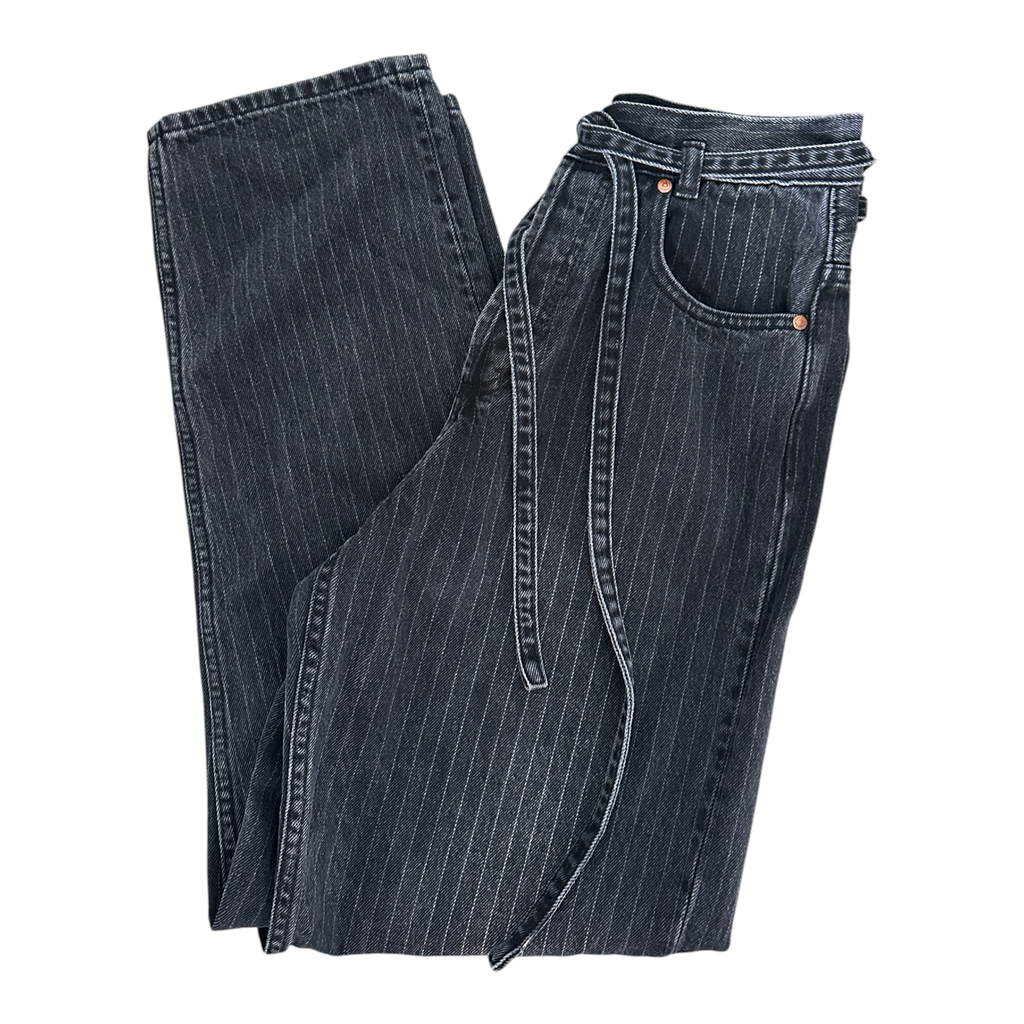 Camilla and Marc Black Pin Striped Tie Waist Jeans Size 24