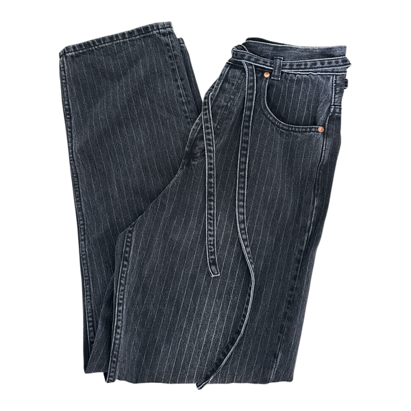 Camilla and Marc Black Pin Striped Tie Waist Jeans Size 24